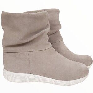 BareTraps Faux Fur Lined Beige Suede Leather Ankle Bootie Boots Size 9.5